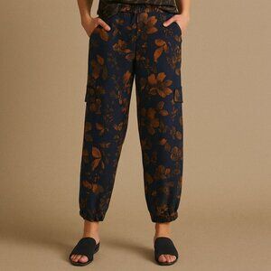 NWT Anthropologie Jacquard Navy Cargo Pants Sz XS